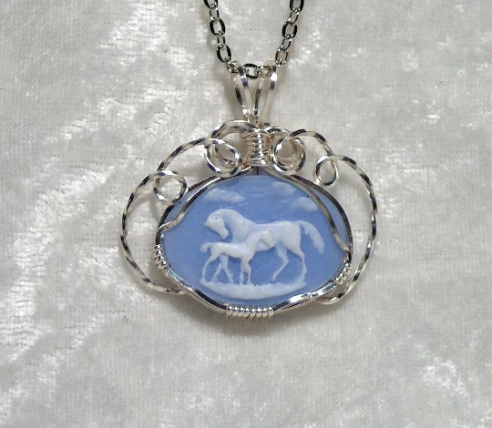 Horse and Colt Wire wrapped pendant