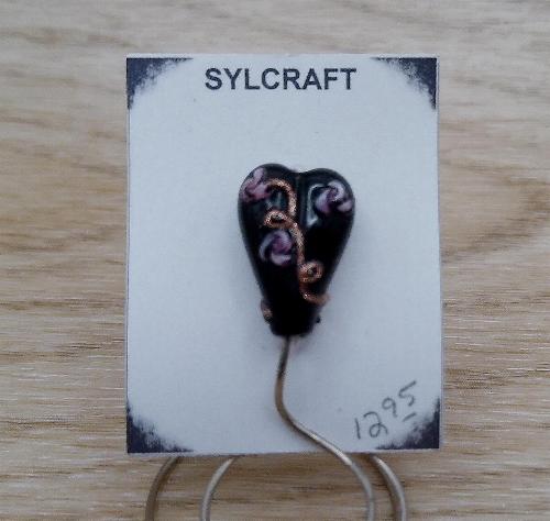 Black Heart Lampwork glass bead Handcrafted