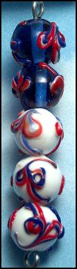 Patriot Red White and Blue Lampwork glass beads