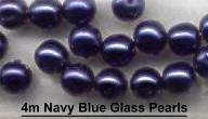 4mm Navy Glass Pearl Beads