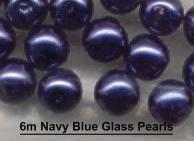 6mm Navy Blue Glass Pearls Beads