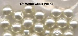 6mm White Glass Pearls beads