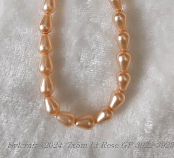 7x5mm Light Rose Pink Teardrop Glass Pearls | Pear Shaped Glass Pearls