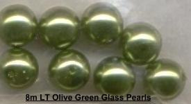 8mm Light Olive Green Glass pearls beads